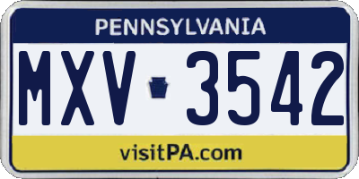 PA license plate MXV3542