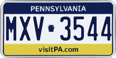 PA license plate MXV3544