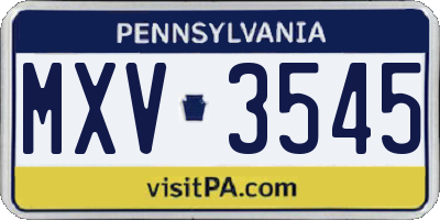 PA license plate MXV3545