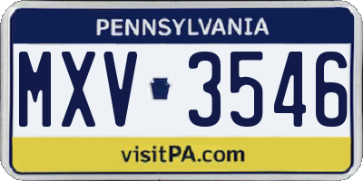 PA license plate MXV3546