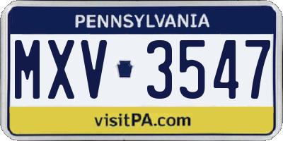 PA license plate MXV3547