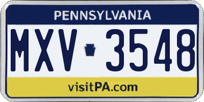 PA license plate MXV3548