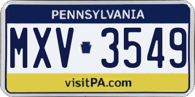 PA license plate MXV3549
