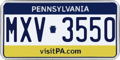 PA license plate MXV3550