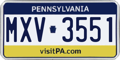 PA license plate MXV3551