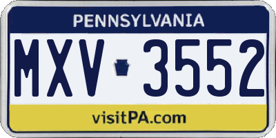 PA license plate MXV3552