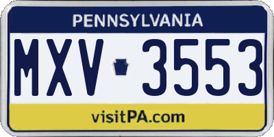 PA license plate MXV3553