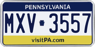 PA license plate MXV3557