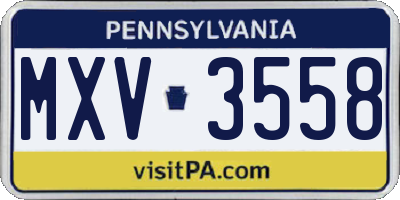 PA license plate MXV3558