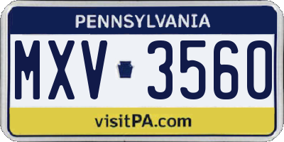 PA license plate MXV3560