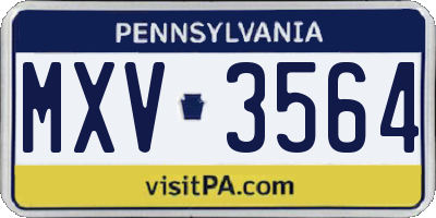 PA license plate MXV3564