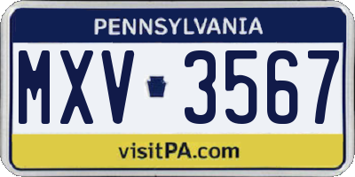 PA license plate MXV3567