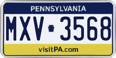 PA license plate MXV3568