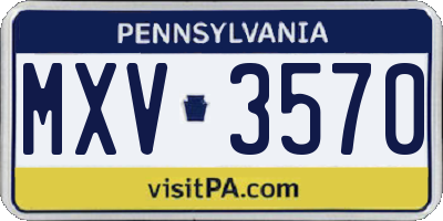 PA license plate MXV3570