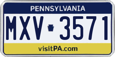 PA license plate MXV3571