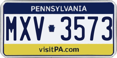 PA license plate MXV3573