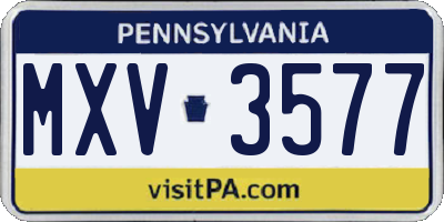 PA license plate MXV3577