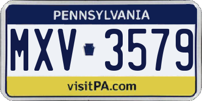 PA license plate MXV3579