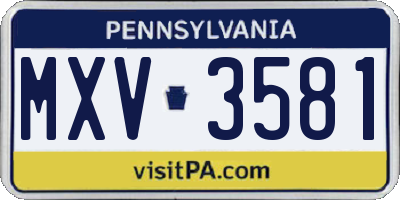 PA license plate MXV3581