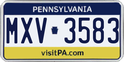 PA license plate MXV3583