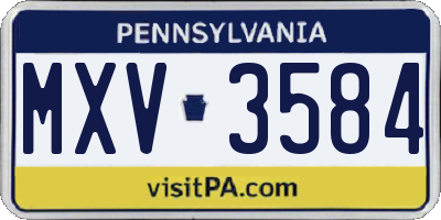 PA license plate MXV3584