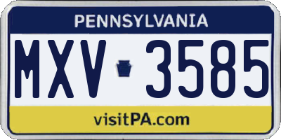 PA license plate MXV3585