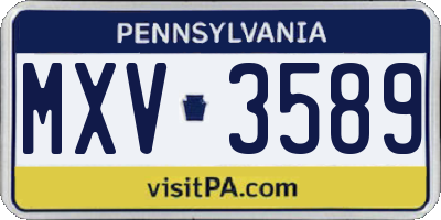 PA license plate MXV3589