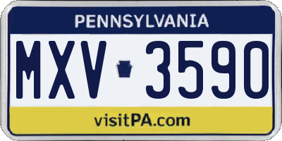 PA license plate MXV3590