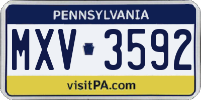 PA license plate MXV3592