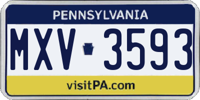 PA license plate MXV3593