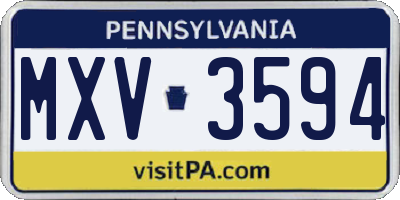 PA license plate MXV3594