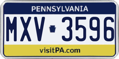 PA license plate MXV3596