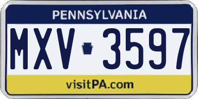 PA license plate MXV3597