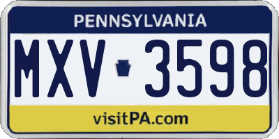 PA license plate MXV3598