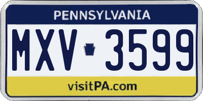 PA license plate MXV3599
