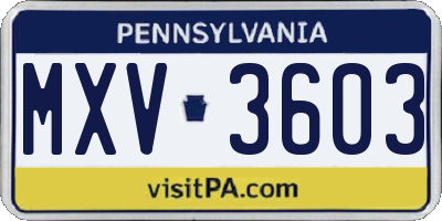 PA license plate MXV3603