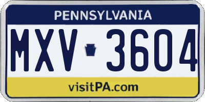 PA license plate MXV3604