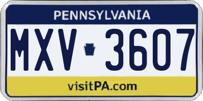 PA license plate MXV3607
