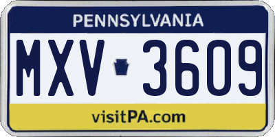 PA license plate MXV3609