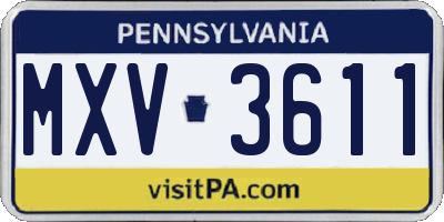 PA license plate MXV3611