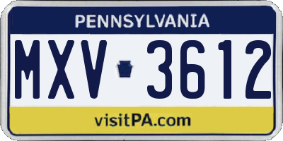 PA license plate MXV3612