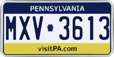 PA license plate MXV3613