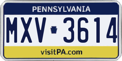 PA license plate MXV3614