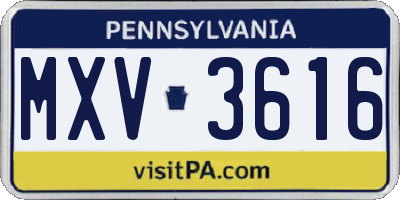 PA license plate MXV3616