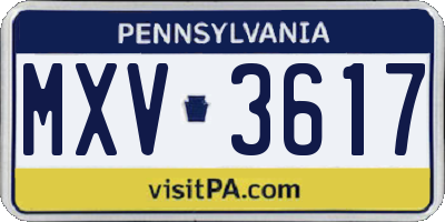 PA license plate MXV3617