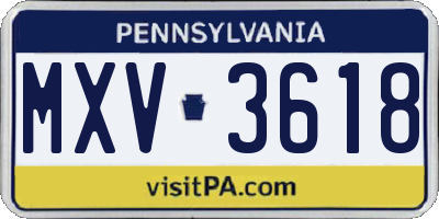 PA license plate MXV3618