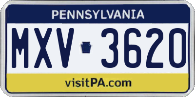 PA license plate MXV3620
