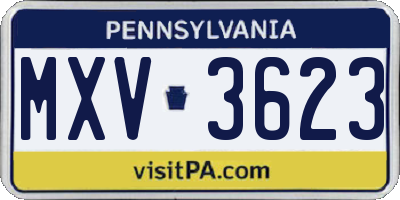 PA license plate MXV3623