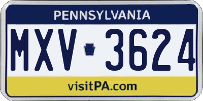 PA license plate MXV3624