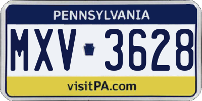 PA license plate MXV3628